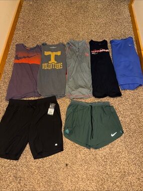 Misc Bundle of men’s M/L tops and 2 shorts - will sell bundled or separately